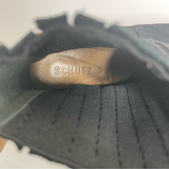 Schutz Fabricia Black Suede Heeled Boots size 10B - Picture 7 of 11